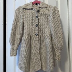 Handmade cable knit sweater for little girls